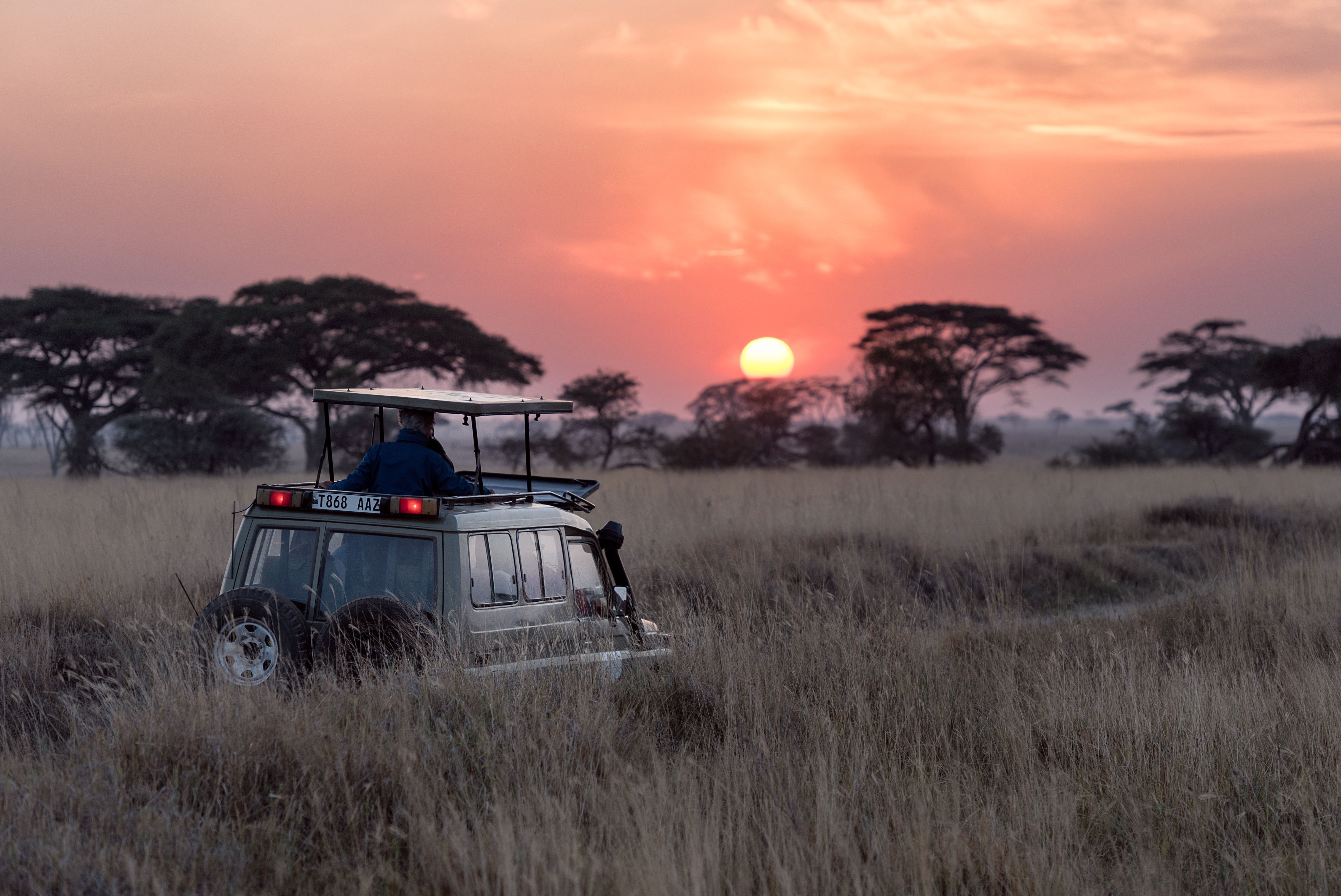  4x4 safari in Kenya at sunset